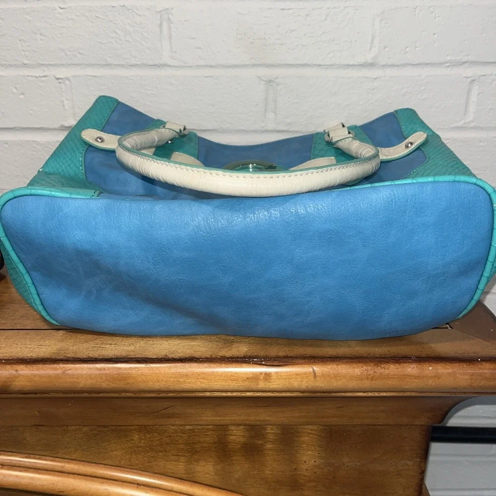 Vintage G By GUESS Blue & Teal Snakeskin G Logo Bag Purse‎ Handbag Y2K
